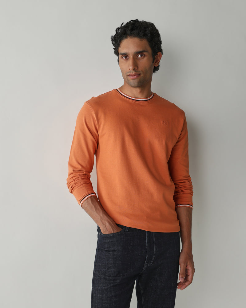 Topwear Premium Pique Knit Fabric T-Shirts – Apricot