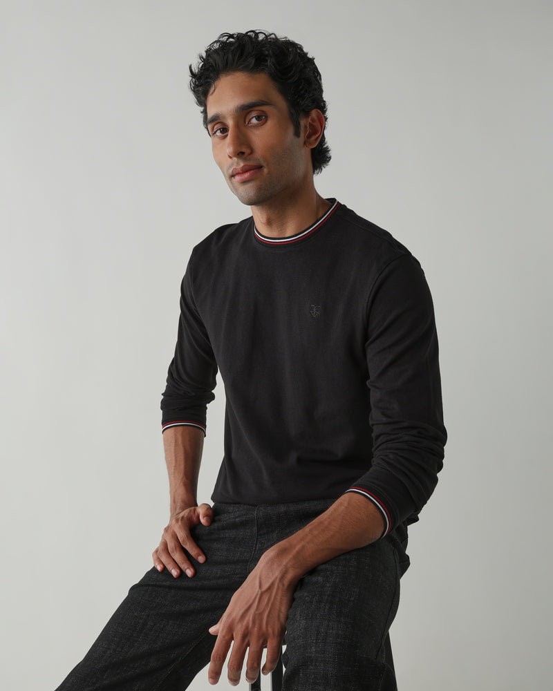 Topwear Premium Pique Knit Fabric T-Shirts – Black