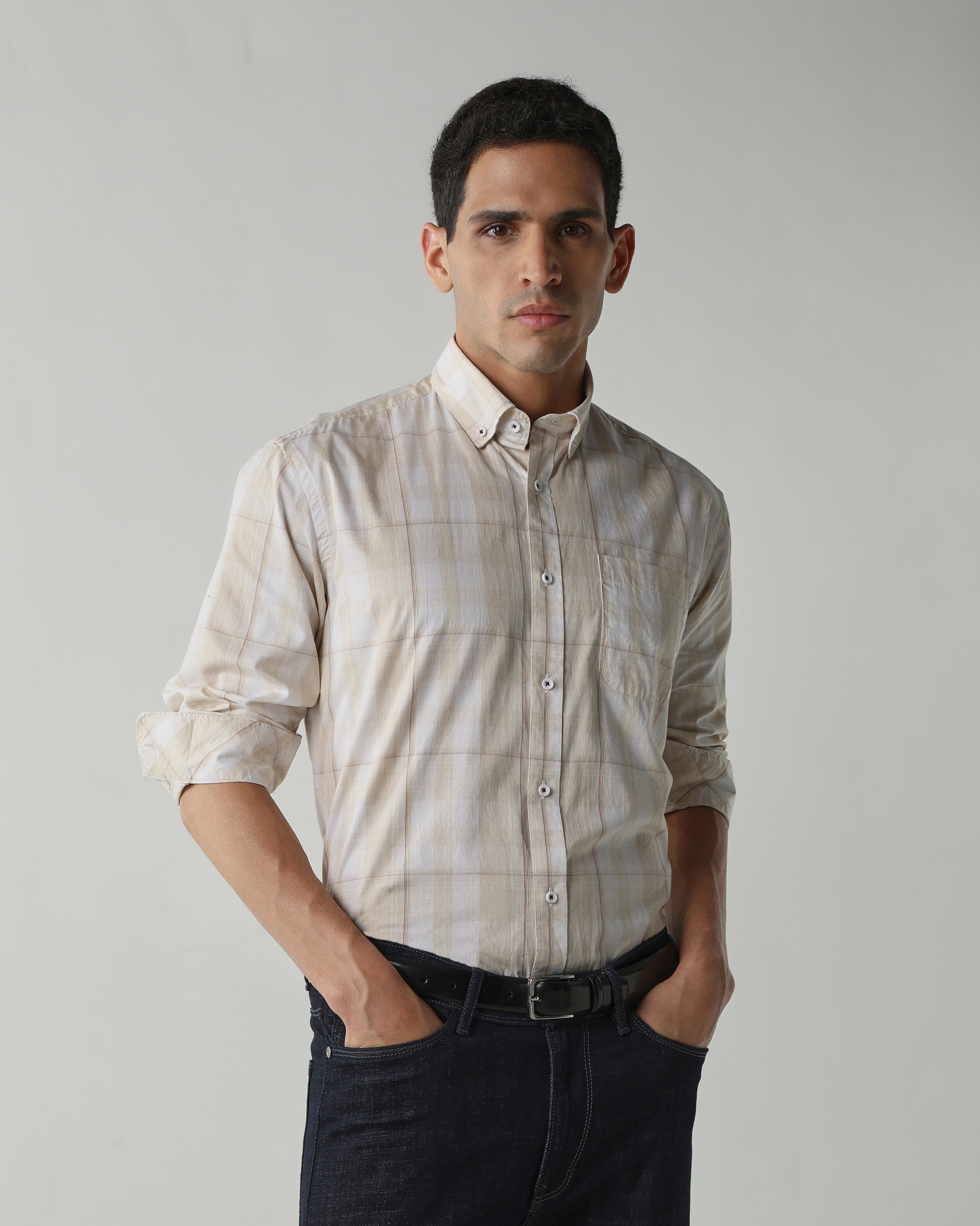 Champagne Pure Cotton Shirts for Men | Regular Fit Luxury Wear