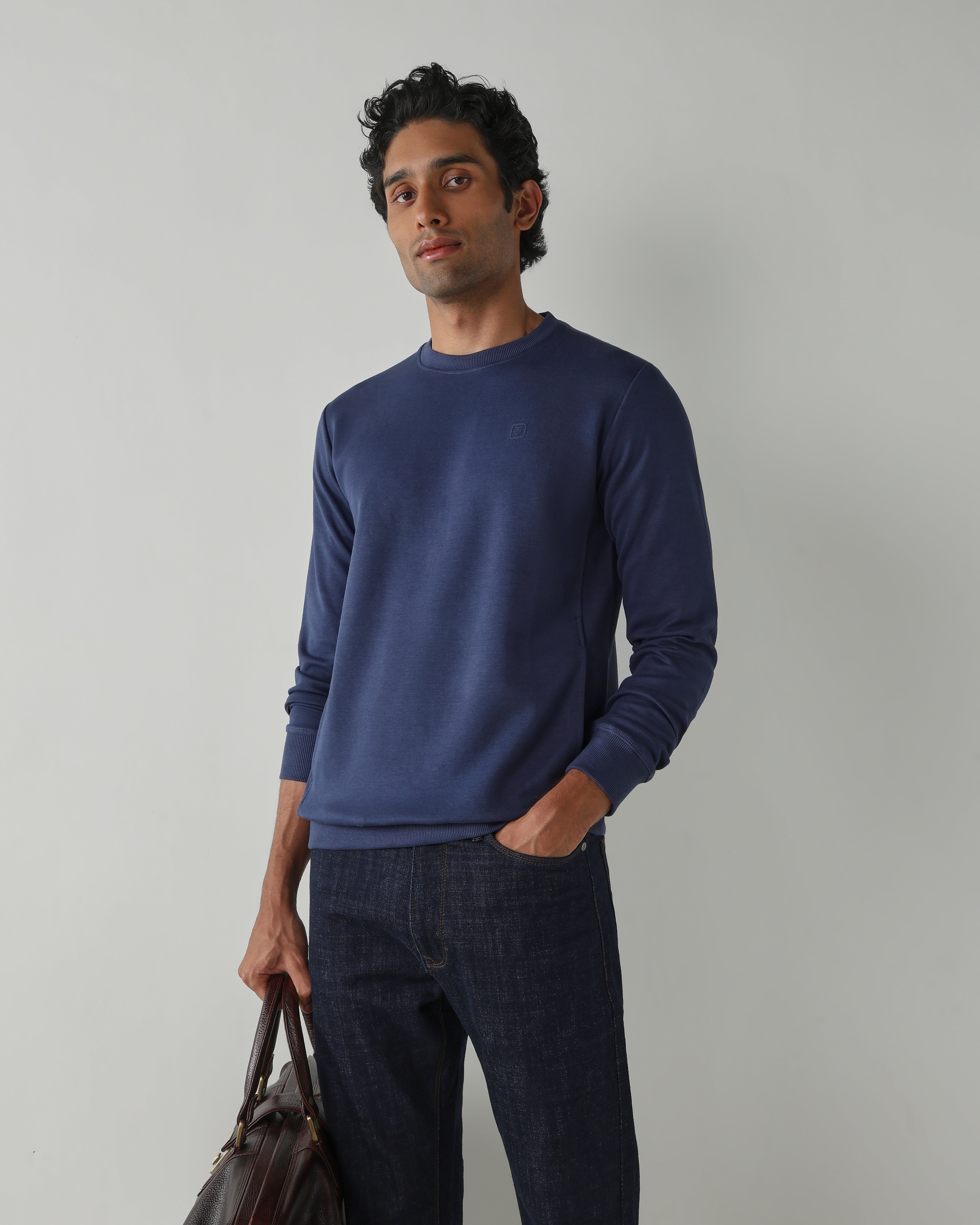 Round Neck Full sleeve  Sweatshirts – Insignia Blue