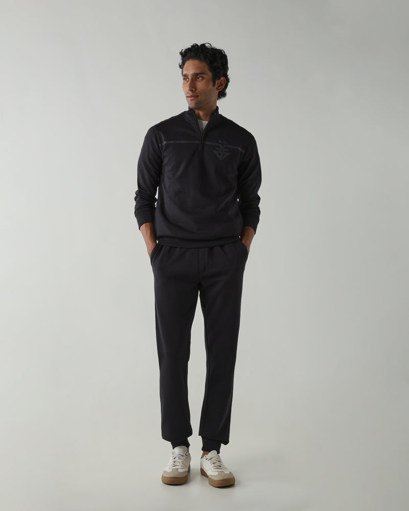 Rib at Waist and bottom Flat Front  Joggers – Anthracite