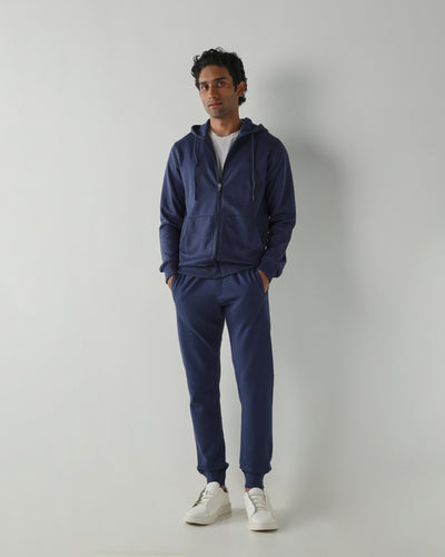 Rib at Waist and bottom Flat Front  Joggers – Insignia Blue