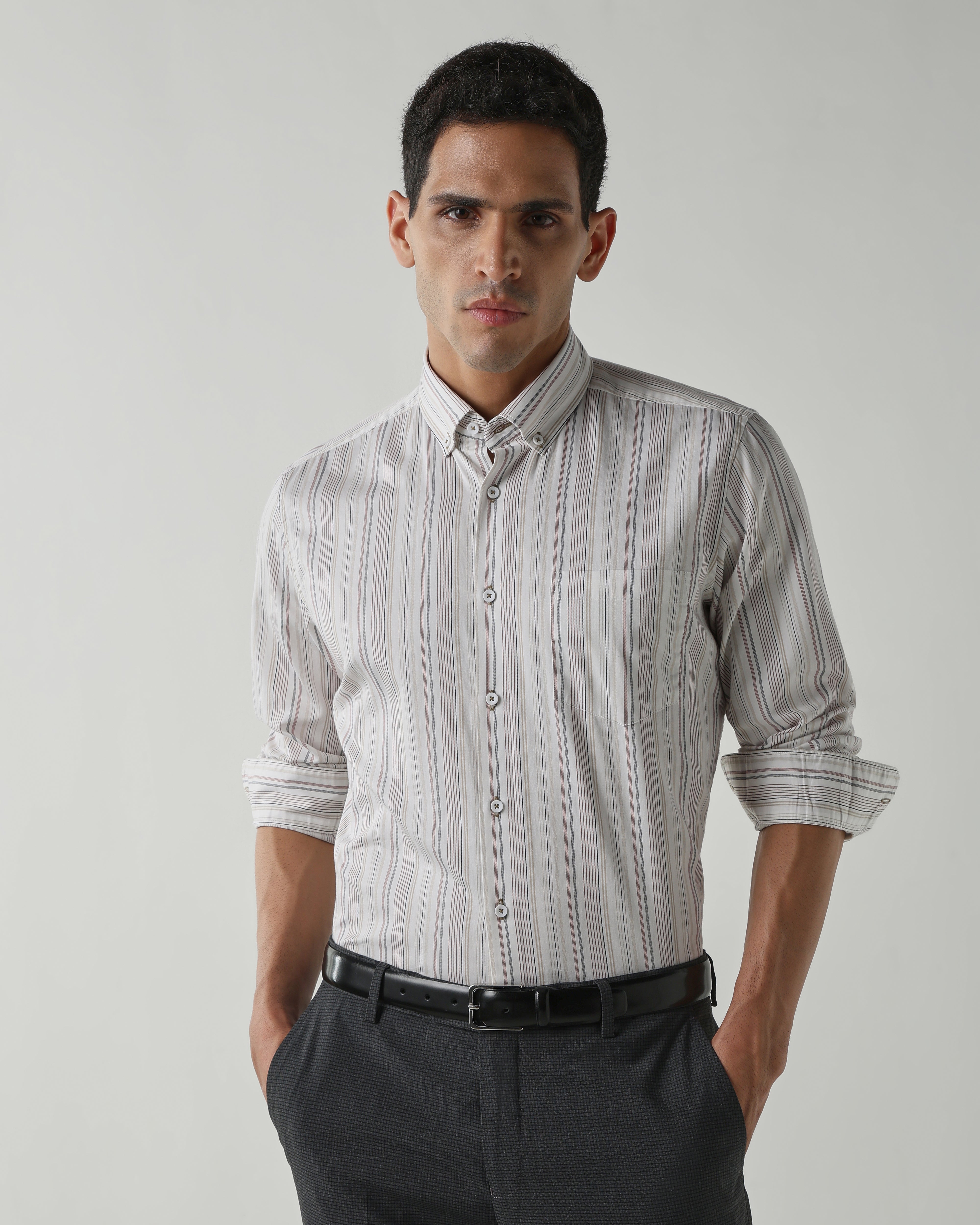 Black/Maroon Pure Cotton Shirts for Men | Slim Fit Luxury Wear