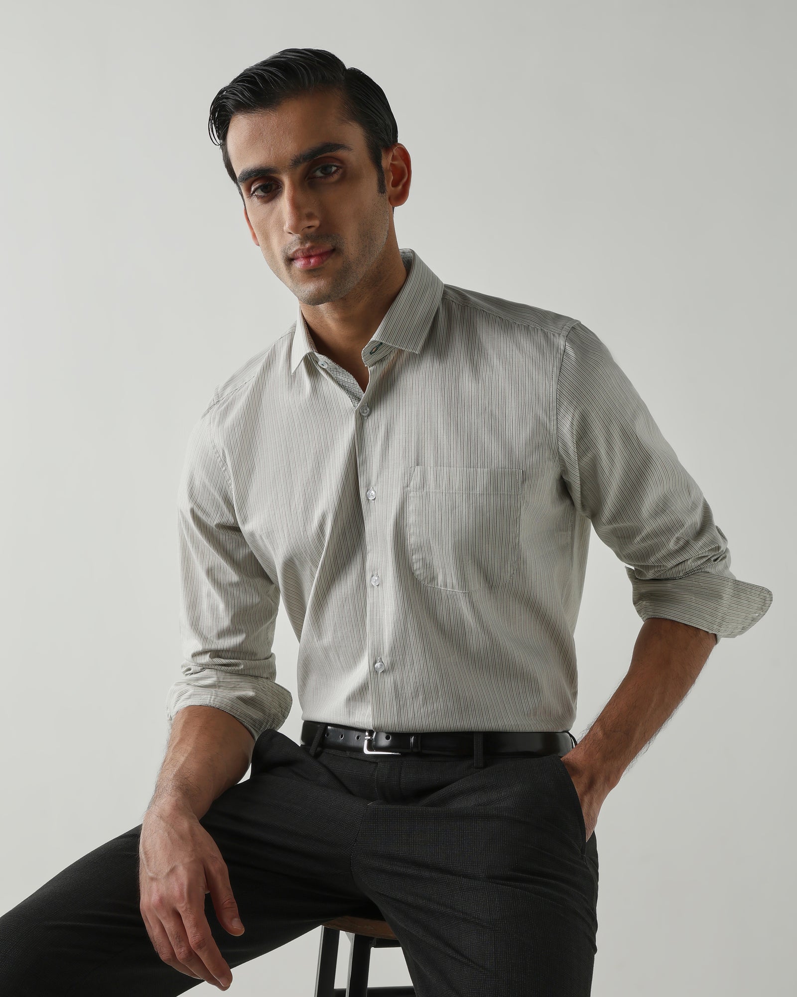 Green Pure Cotton Shirts for Men | Slim Fit Luxury Wear