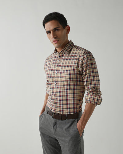 Red/Navy Pure Cotton Shirts for Men | Slim Fit Luxury Wear