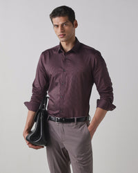 Burgundy 100% Cotton Regular Fit Shirt