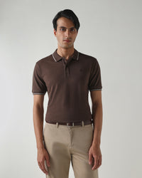 Men Regular Fit T-Shirt Chocolate Brown