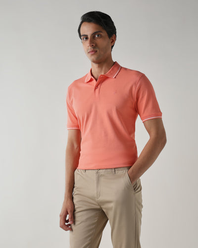 Men Regular Fit T-Shirt Peach Pink
