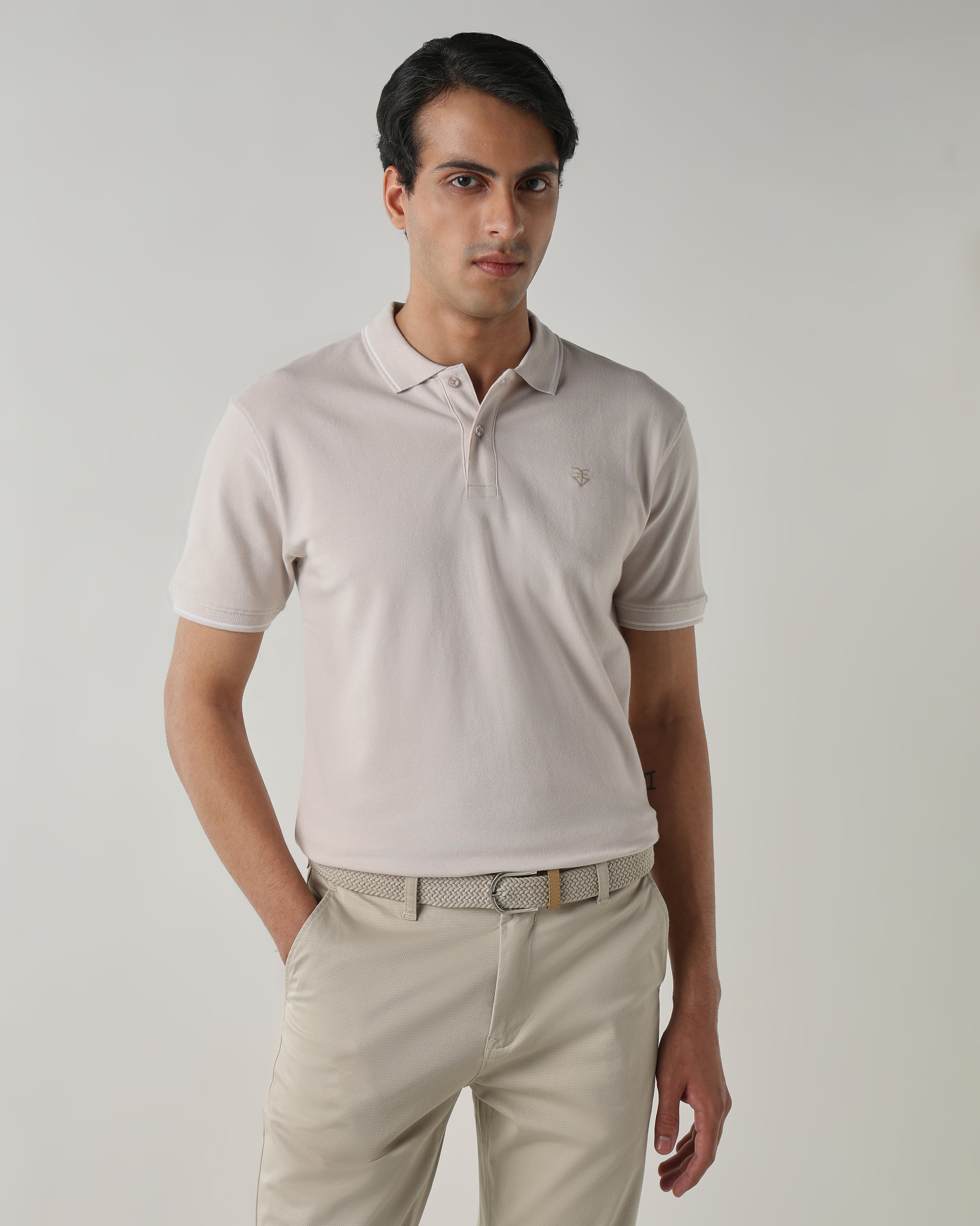 Men Regular Fit T-Shirt White Sand