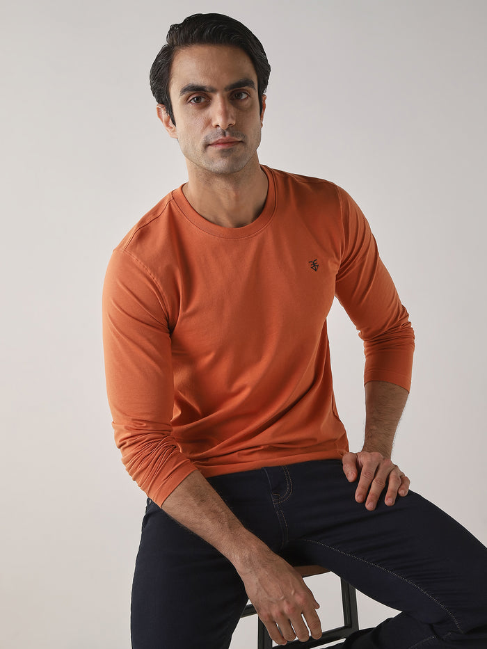 Apricot Solid Cotton Lycra Slim Fit Formal Full Sleeve Shirt