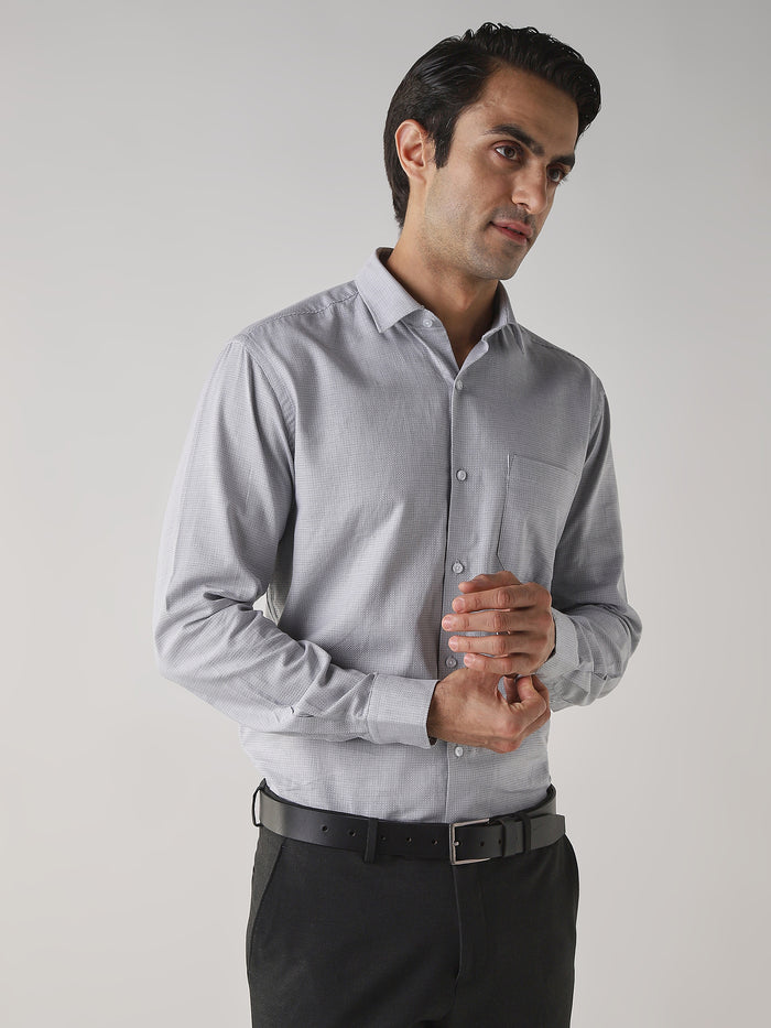Men's COTTON Dobby Dobby Regular Fit Full Sleeve Formal Shirt - Green