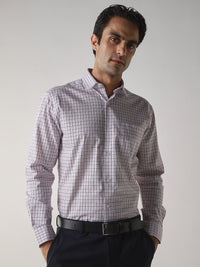 Men's COTTON Checks Regular Fit Full Sleeve Formal Shirt - White & Red