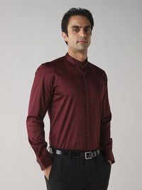 Men's Cotton Stretch Plain Slim Fit Full Sleeve Formal Shirt - Red