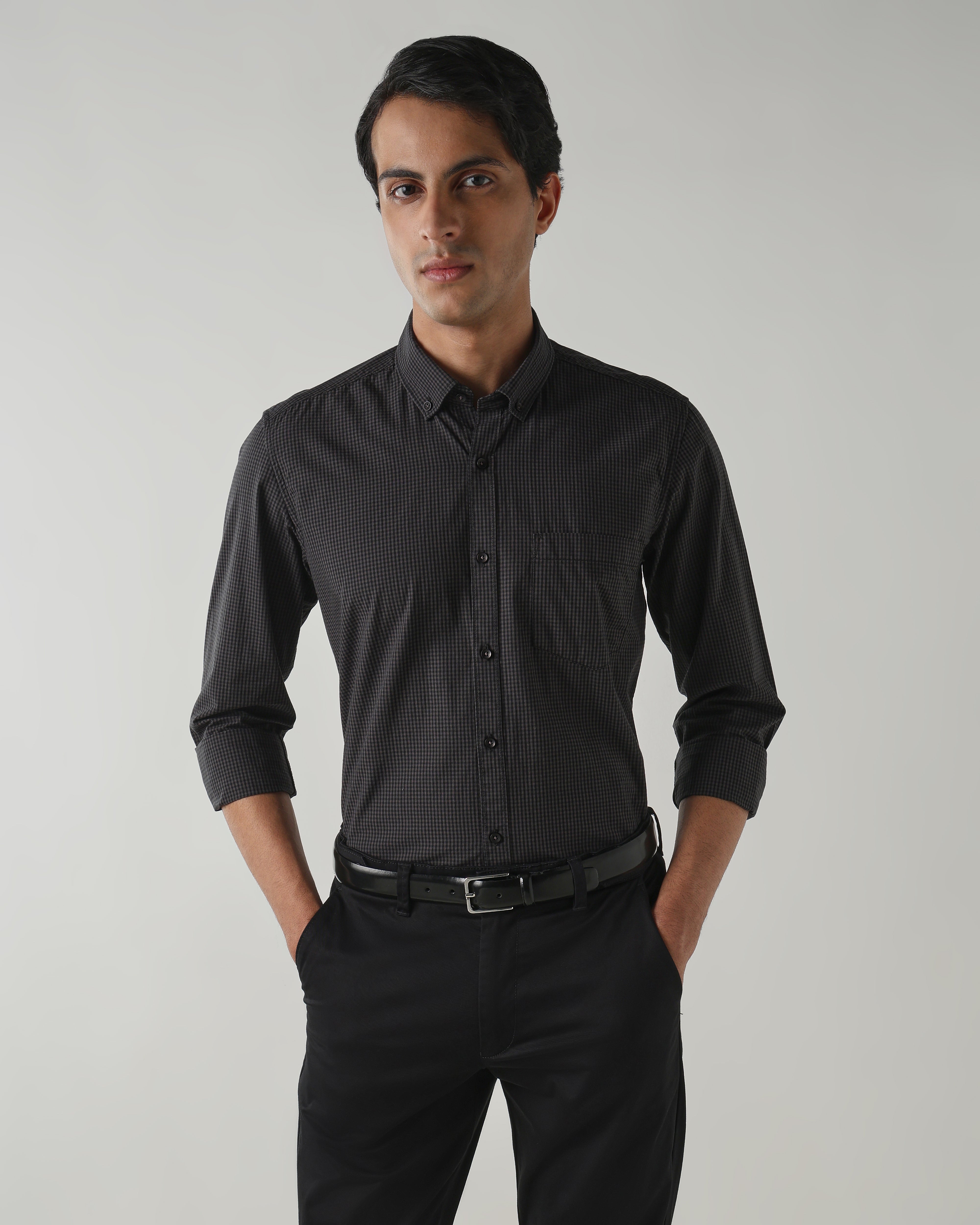 Men slim Fit Shirt Charcoal