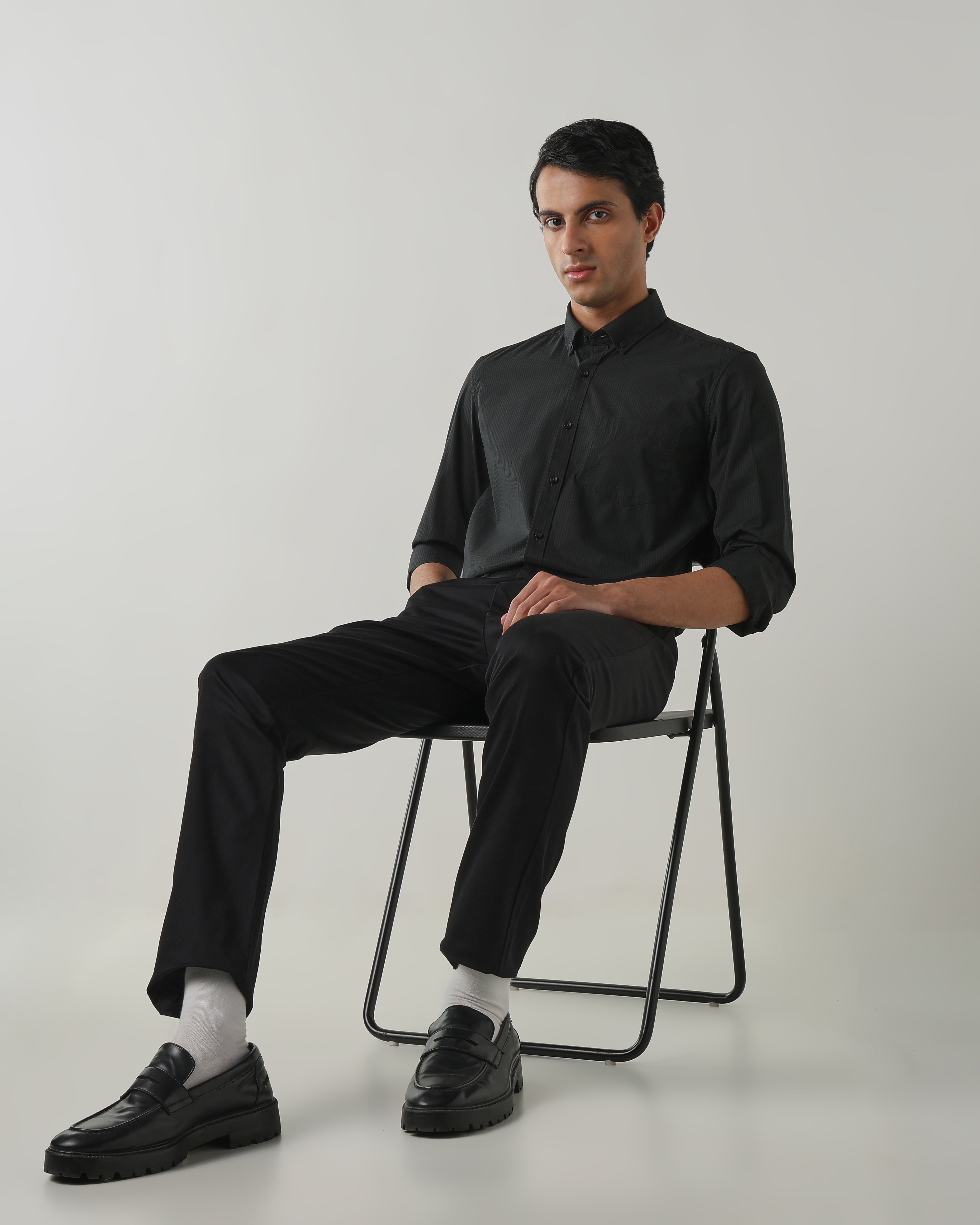 Men Slim Fit Shirt Olive
