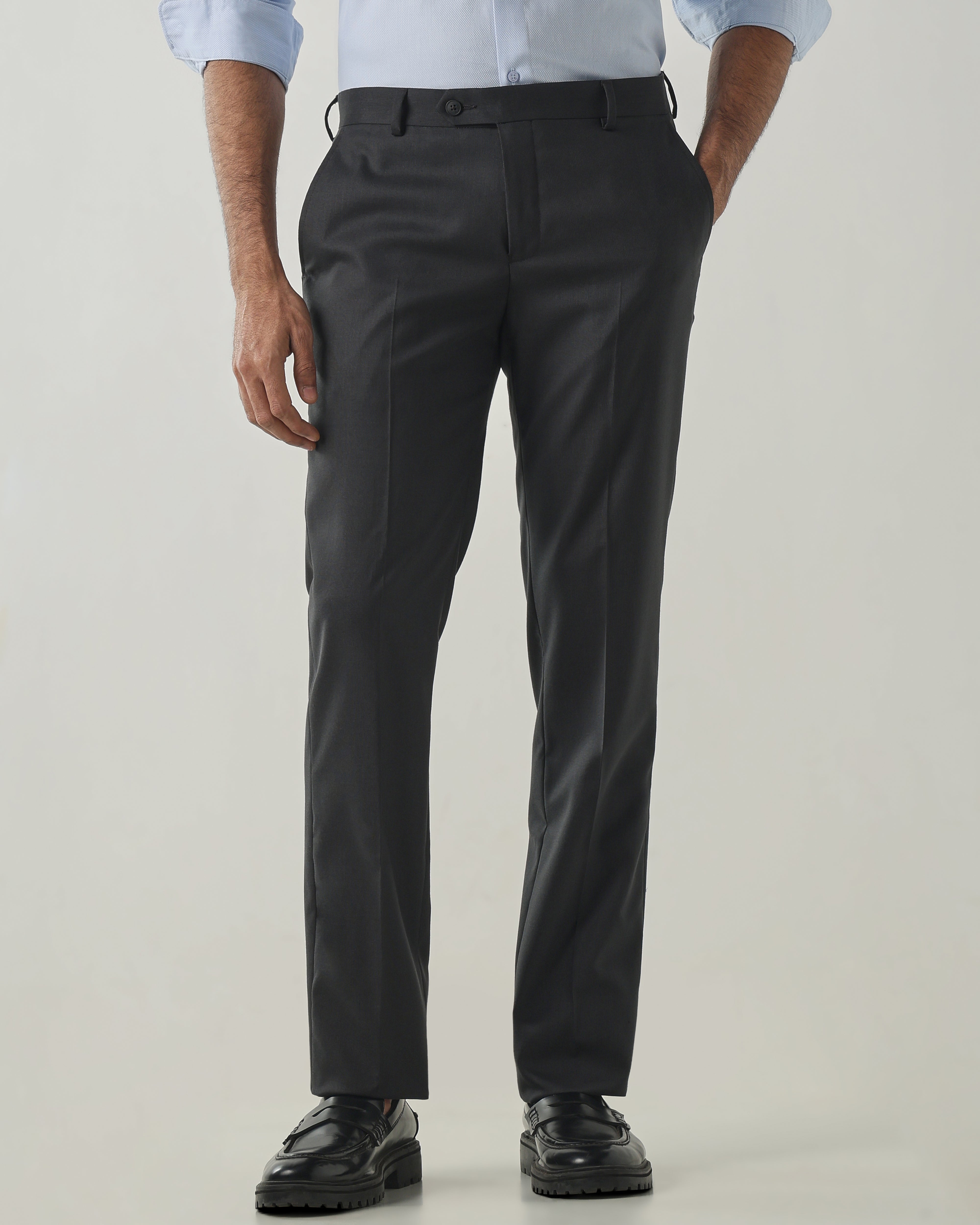 Dk Grey Regular Fit Fashion Formal Trousers