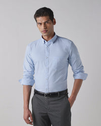 Sky Blue 100% Cotton Regular Fit Shirt