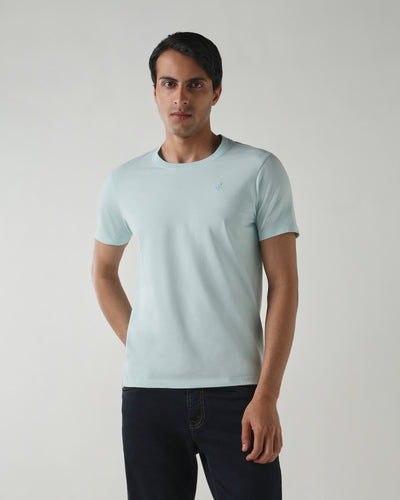 Men Regular Fit T-Shirt Blue Glass