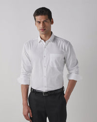 Solid White 100% COTTON Regular Fit Shirt