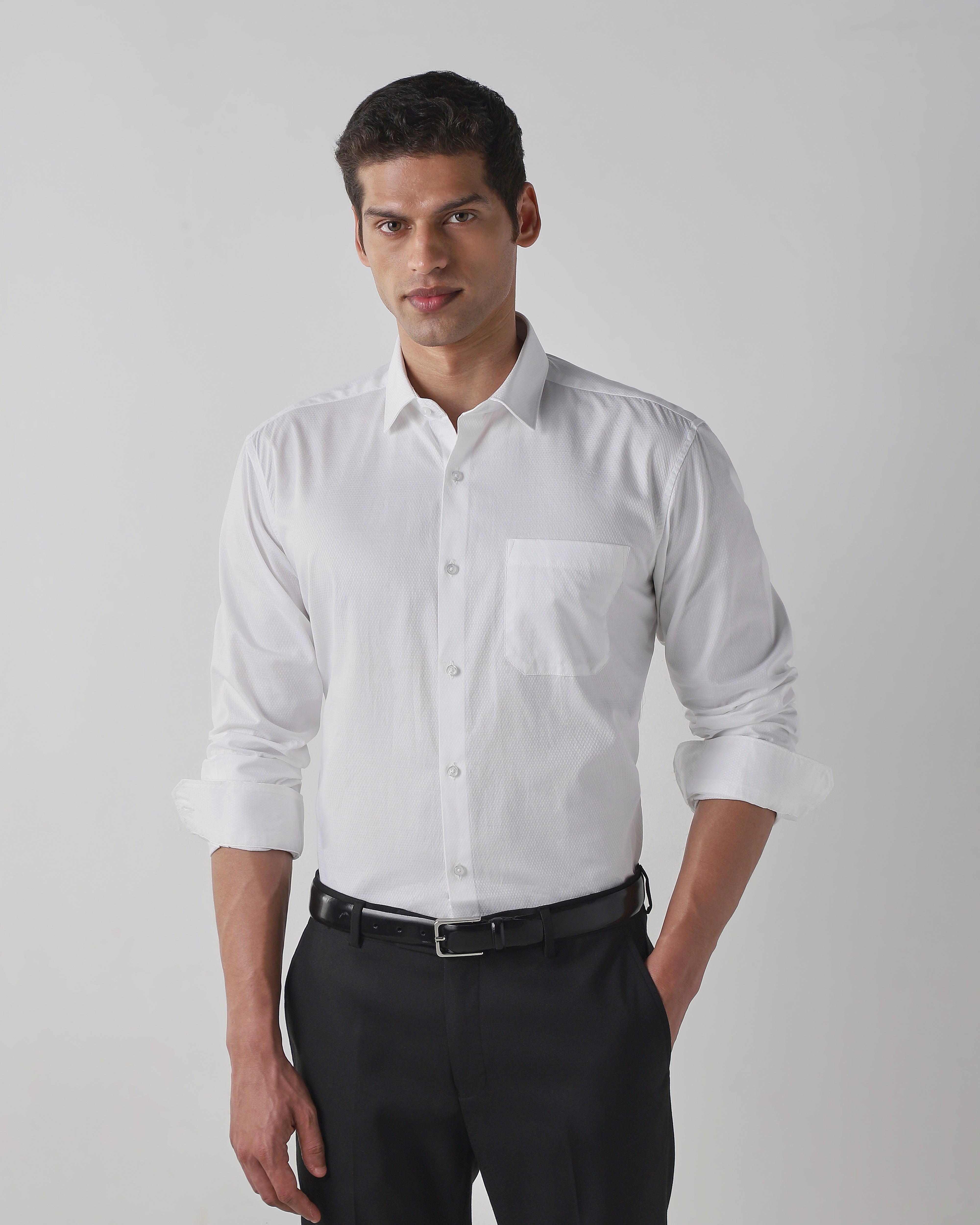 Solid White 100% COTTON Regular Fit Shirt