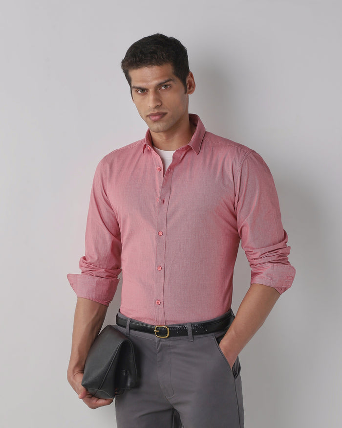 Men's Pure Cotton Checks Slim Fit Full Sleeve Casual Shirt - Red