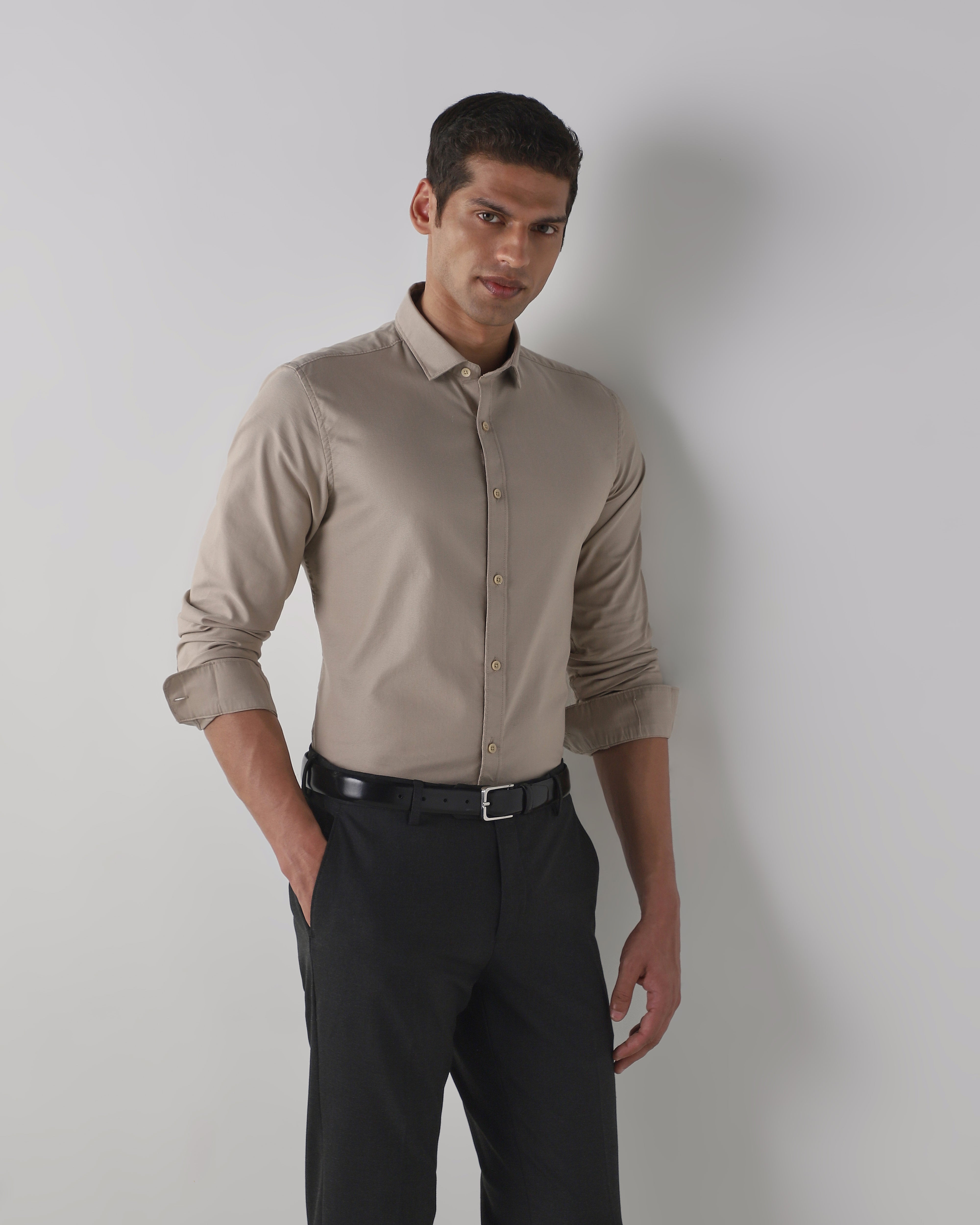 Beige Regular Fit Shirt