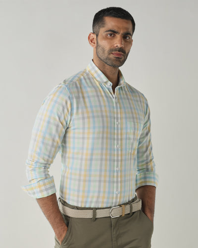 Sky Blue Slim fit Smart Casual Shirts