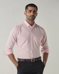 White/Pink Slim fit Smart Casual Shirts