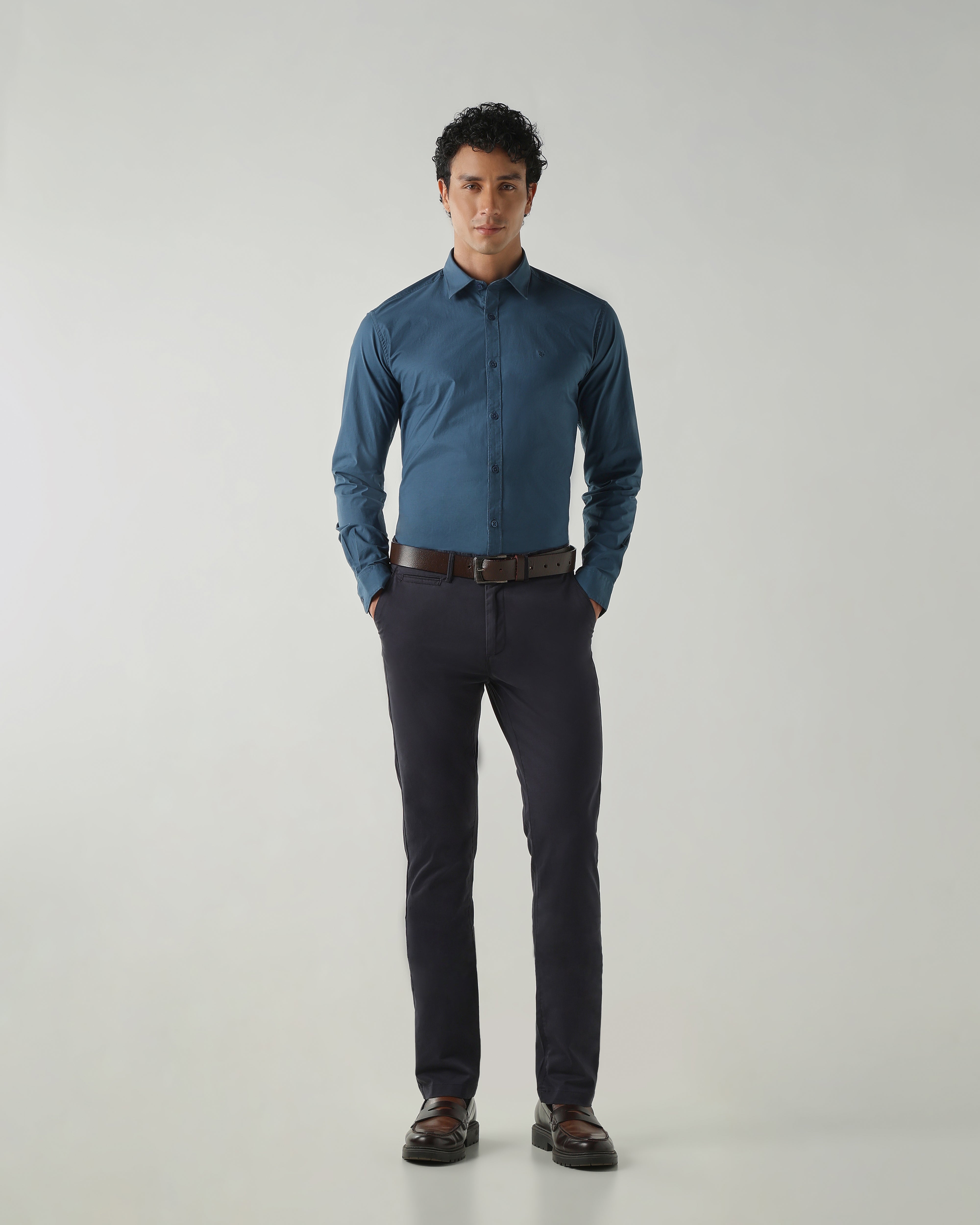 Men Slim Fit Shirts Petrol Grey