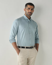 Blue Slim fit Smart Casual Shirts
