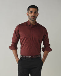 Rust Slim fit Smart Casual Shirts