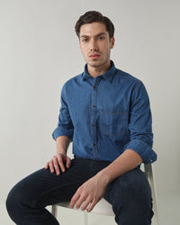 Men Regular Fit Shirt Medium Blue