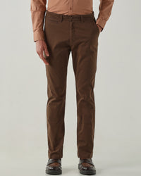 Men Regular Fit Trousers Brown