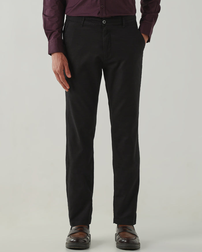 Men Regular Fit Trousers Black