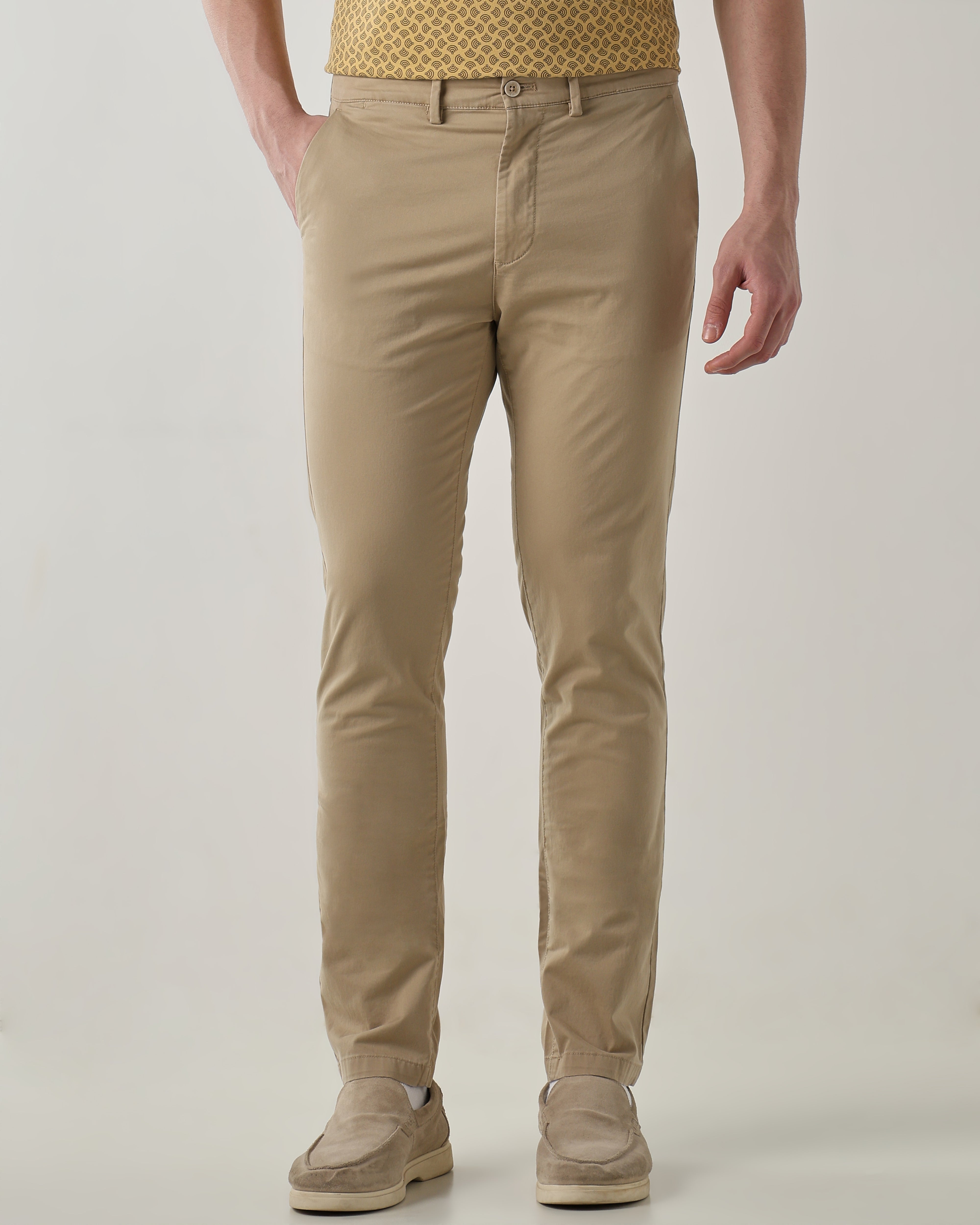 Men Regular Fit Trouser Beige