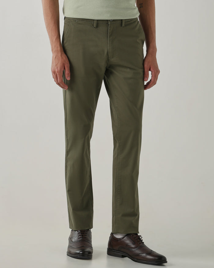 Men Regular Fit Trouser Olive