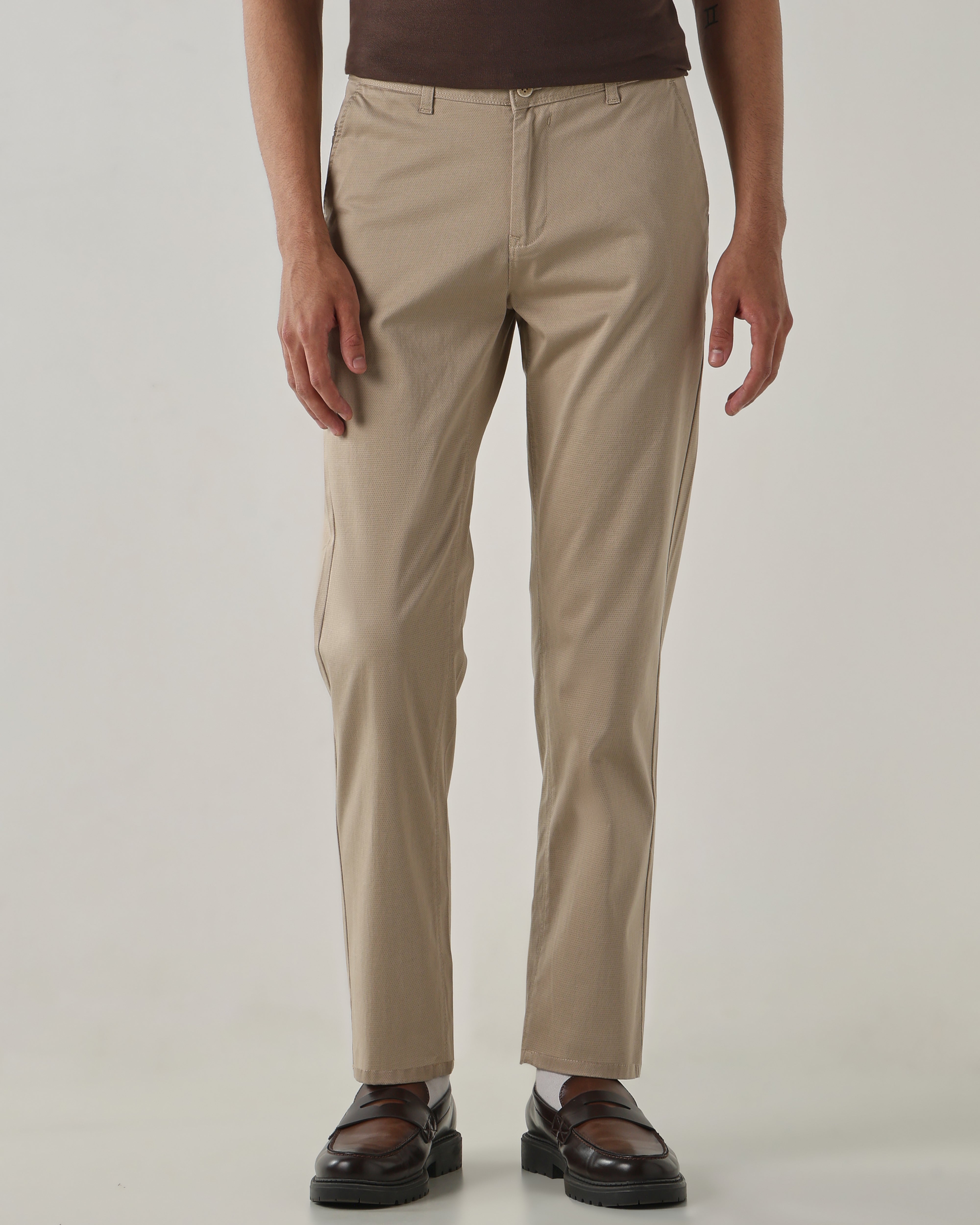 Men Regular Fit Trouser Fawn