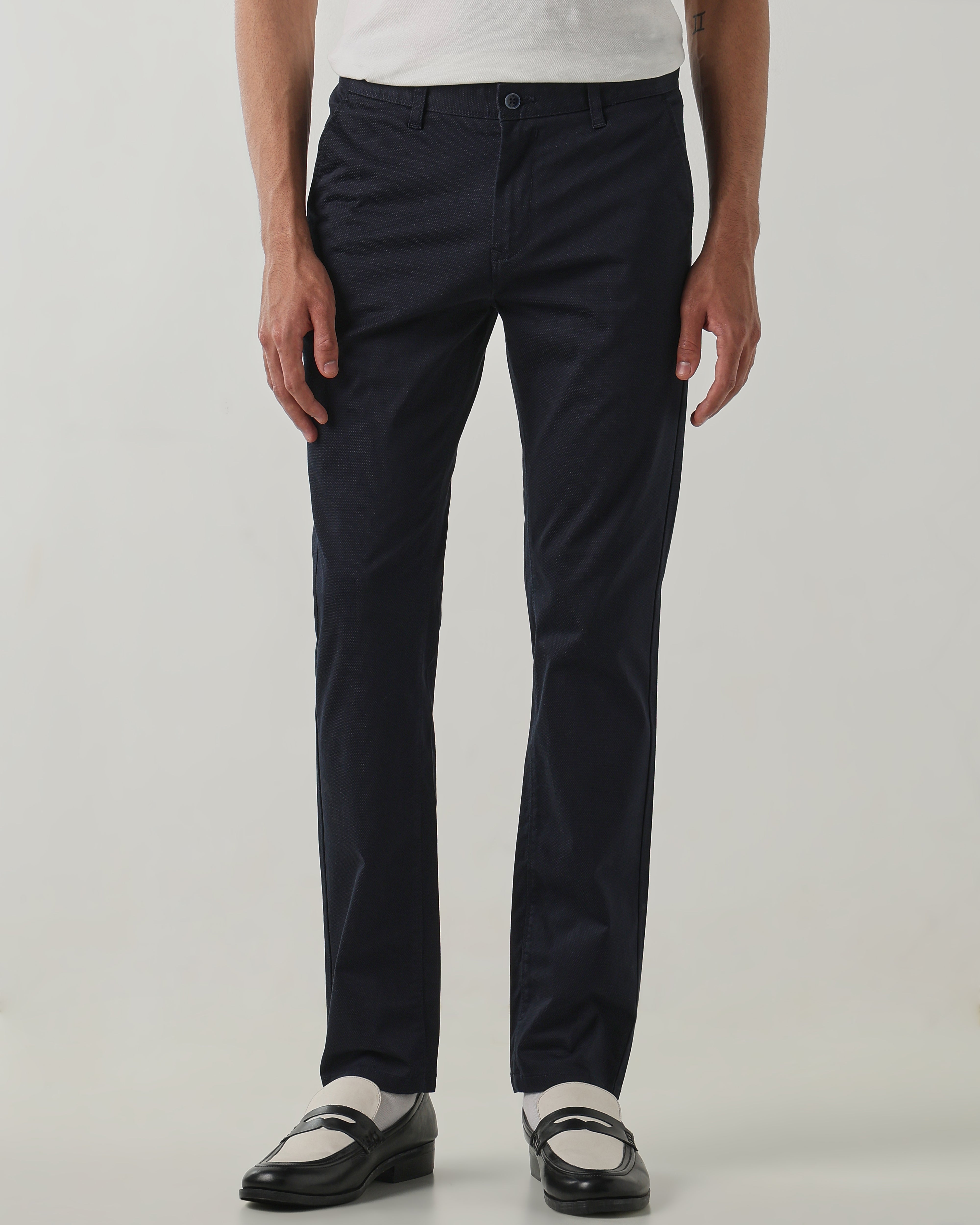 Men Regular Fit Trouser Navy