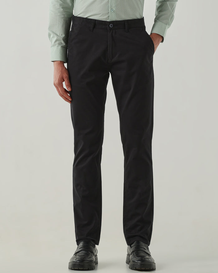 Men Regular Fit Trousers Black