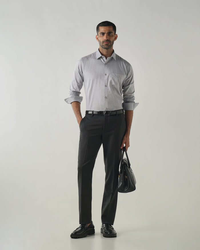 Men's Pure Cotton Dobby Dobby Slim Fit Full Sleeve Formal Shirt - Green