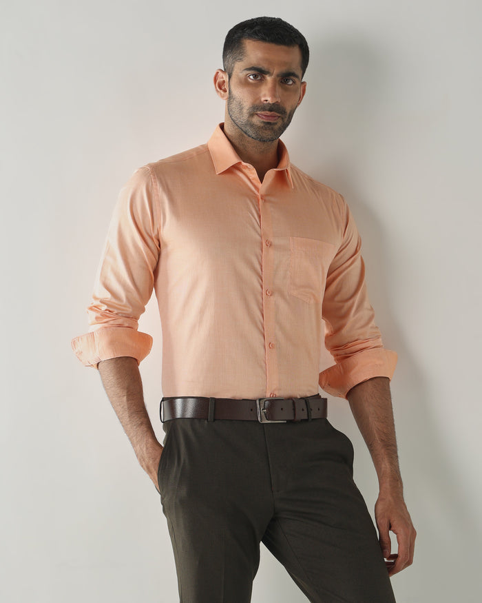 Men's Pure Cotton Dobby Dobby Slim Fit Full Sleeve Formal Shirt - Pink