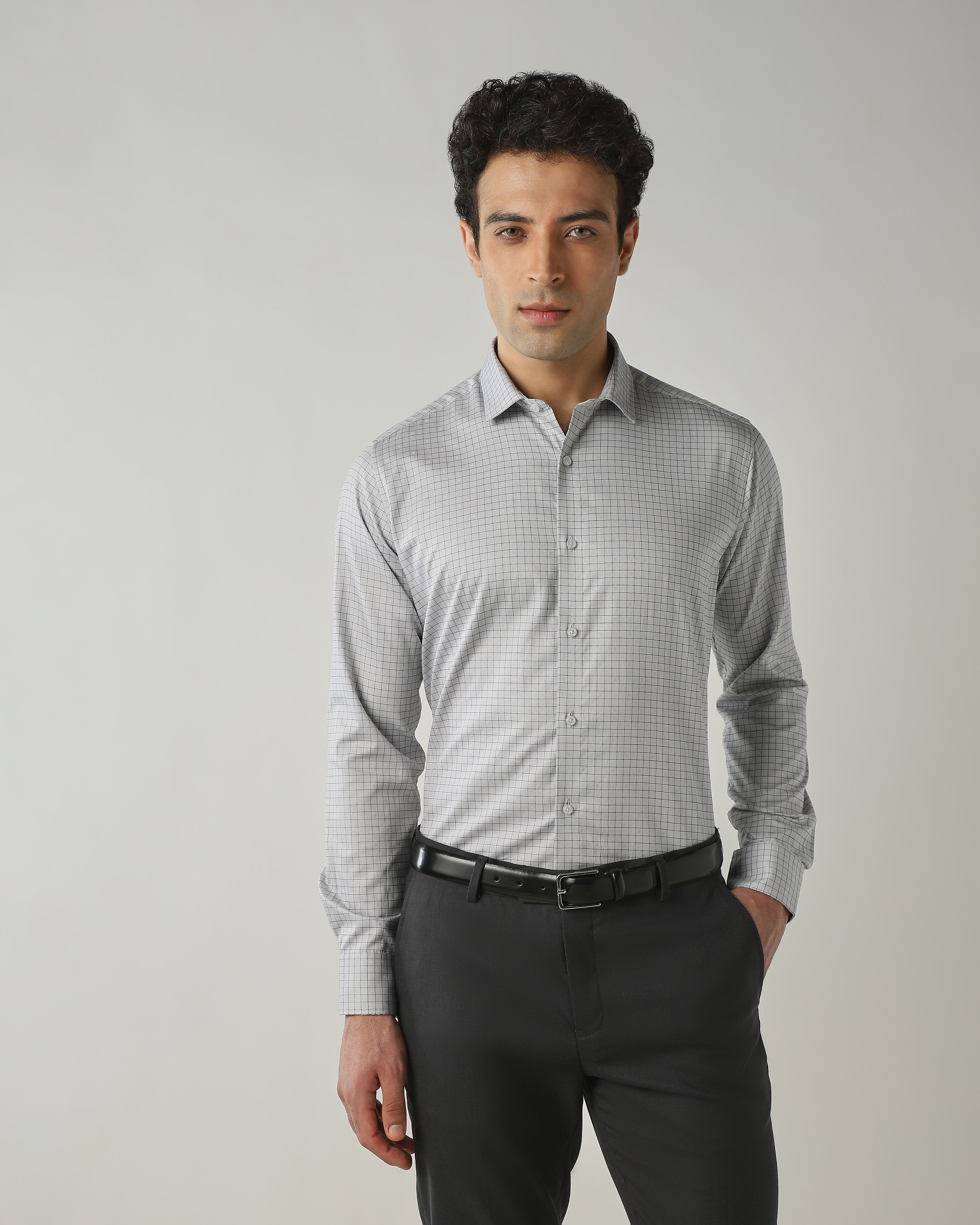 Shirt Grey Slim Fit 100% Cotton