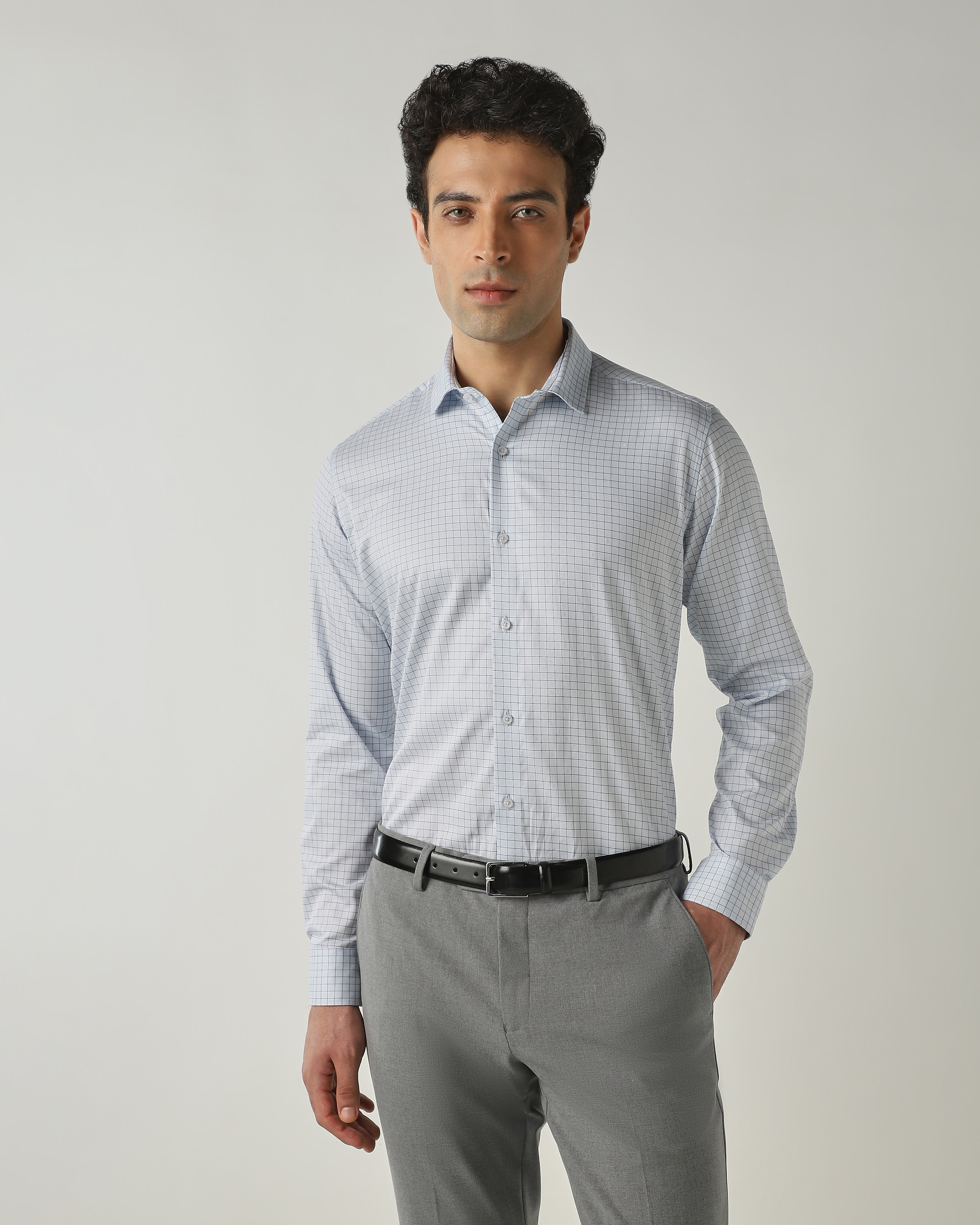Shirt Lt Blue Slim Fit 100% Cotton