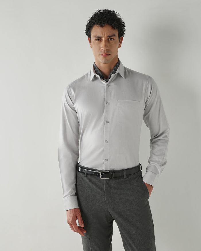 Men's Pure Cotton Dobby Dobby Regular Fit Full Sleeve Formal Shirt - Green