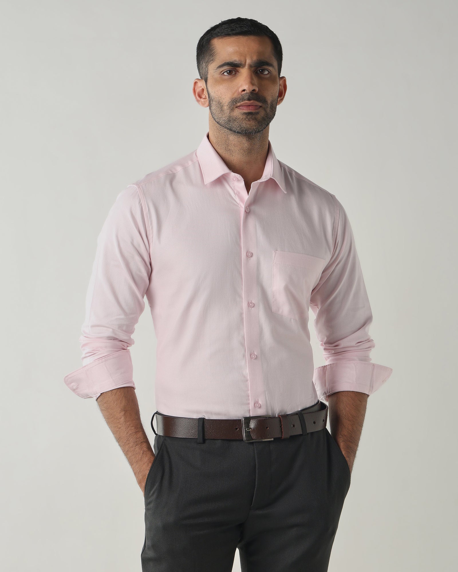 Lt Pink Slim Fit Fashion Formal Shirts
