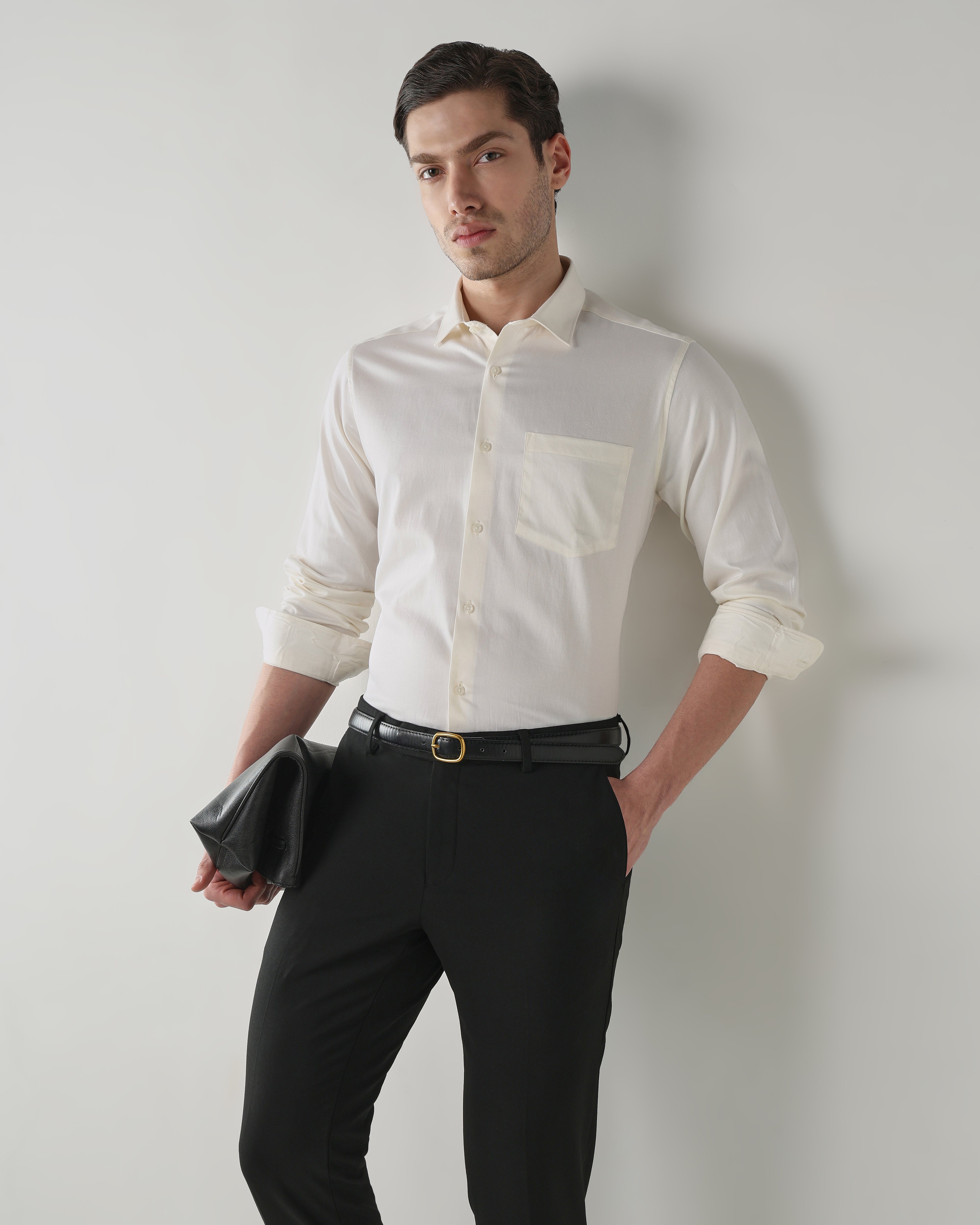 Men Regular Fit Shirt Cream