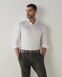 White/Maroon Slim Fit Fashion Formal Shirts