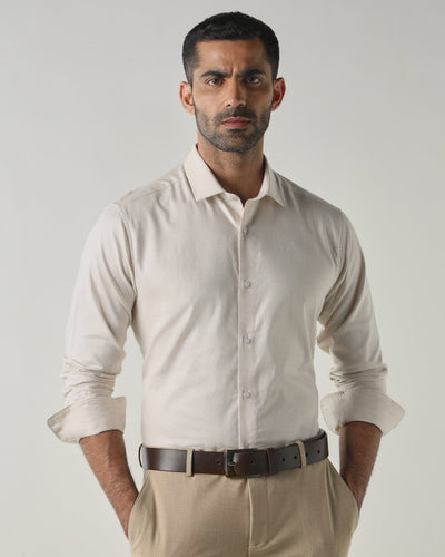 Beige Slim Fit Formal Essential Shirts