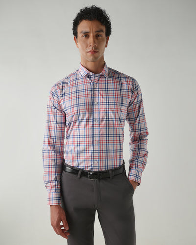 Men Slim Fit Shirts Red/Blue/White
