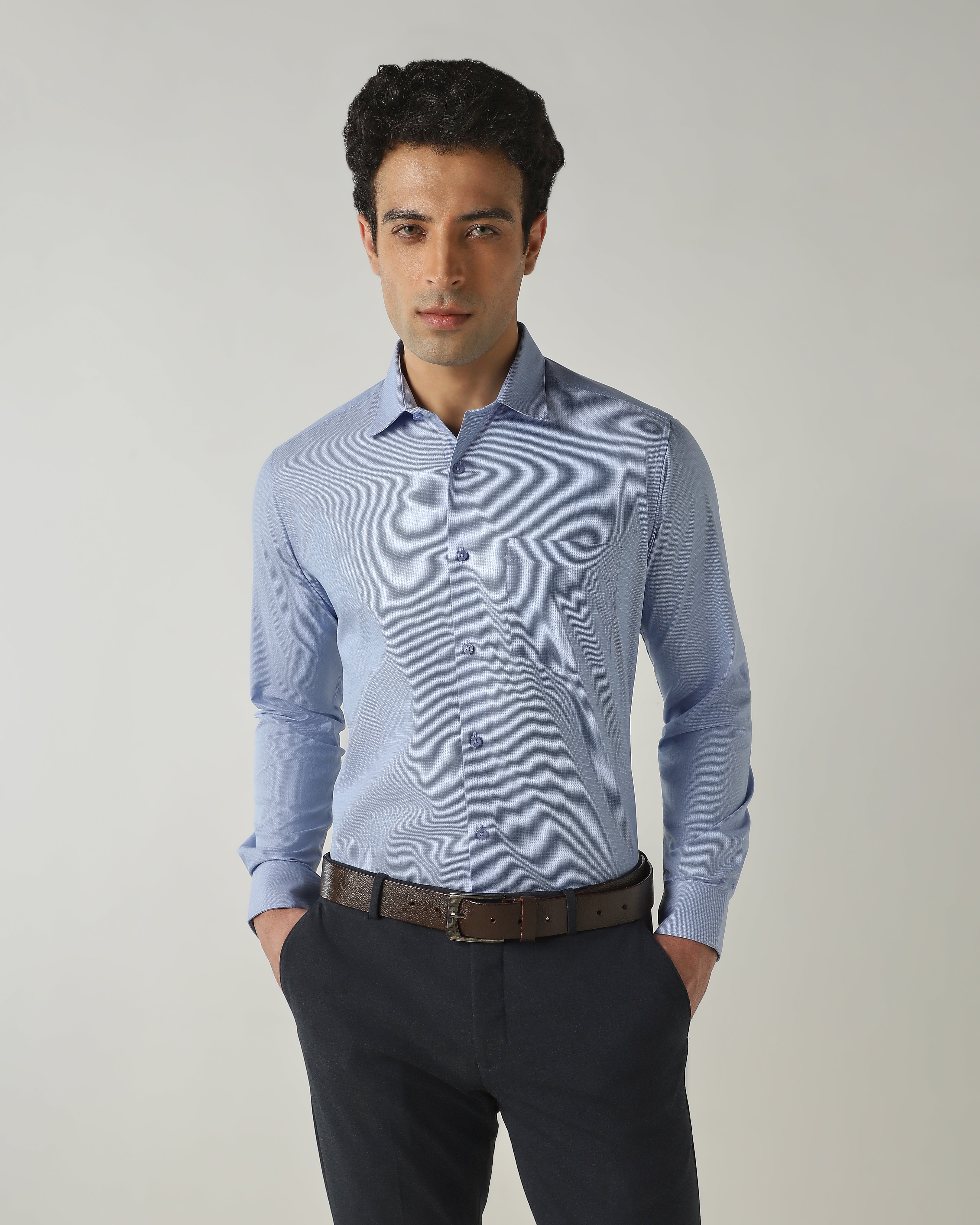 Shirt Navy Slim Fit 100% Cotton